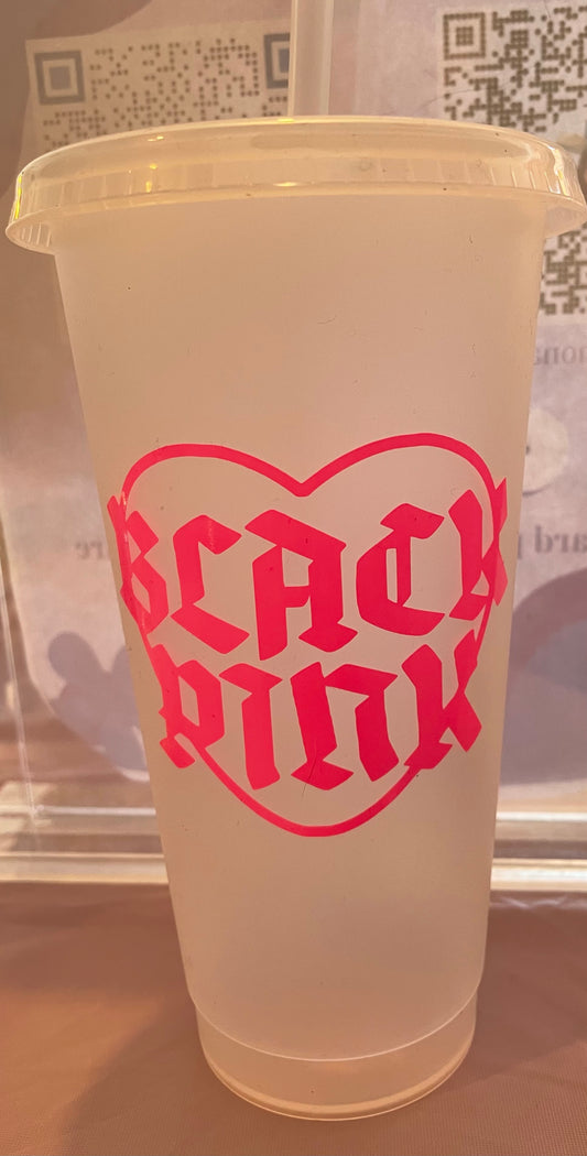 Black Pink Clear Cup 24 oz